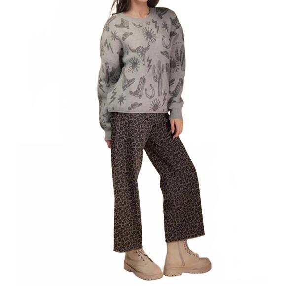 NEW VERY J desert sky knit sweater in gray - Picture 3 of 3